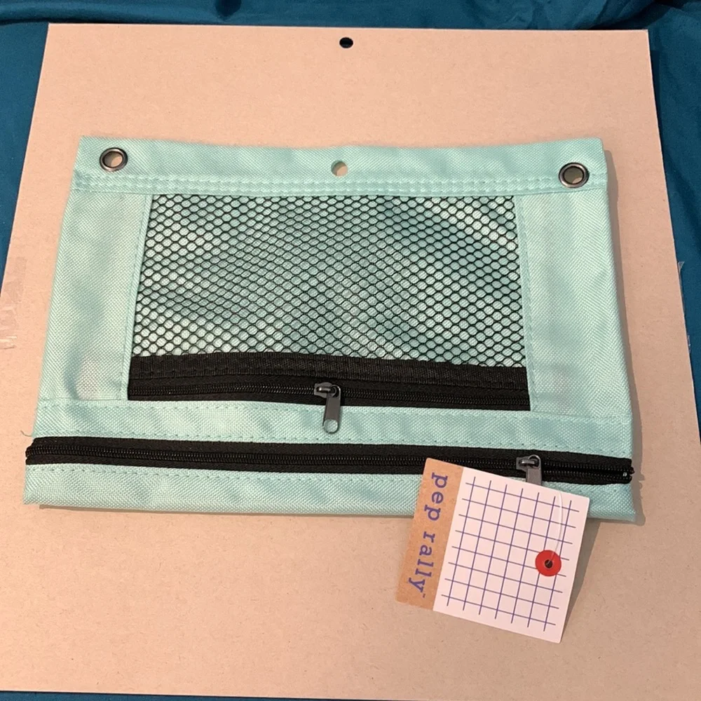 Red Pencil pouch, 3 ring binder pouch 2 zipper pockets